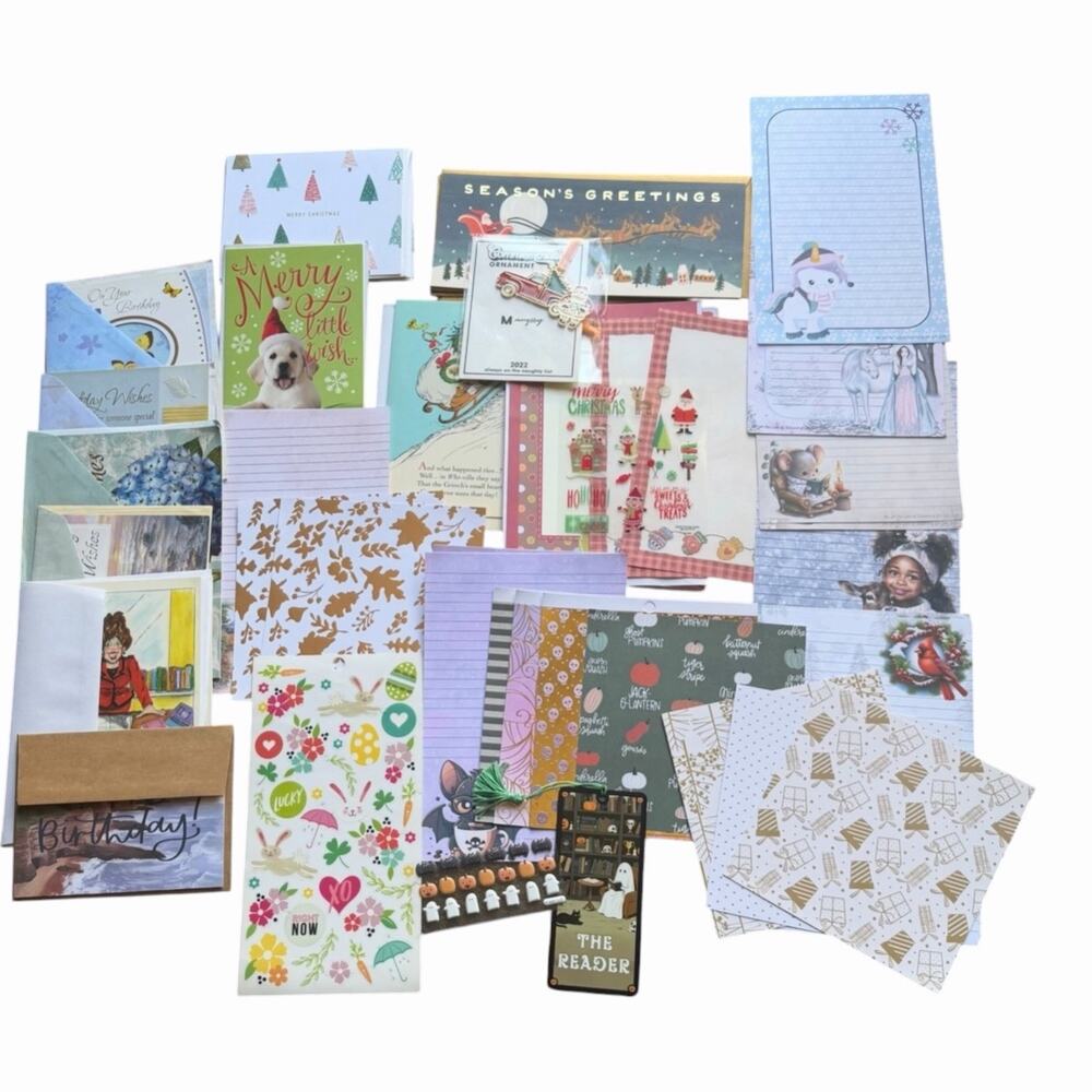 Mixed Paper Crafting Lot Seasonal Birthday Cards Scrapbook Junk Journal Ephemera